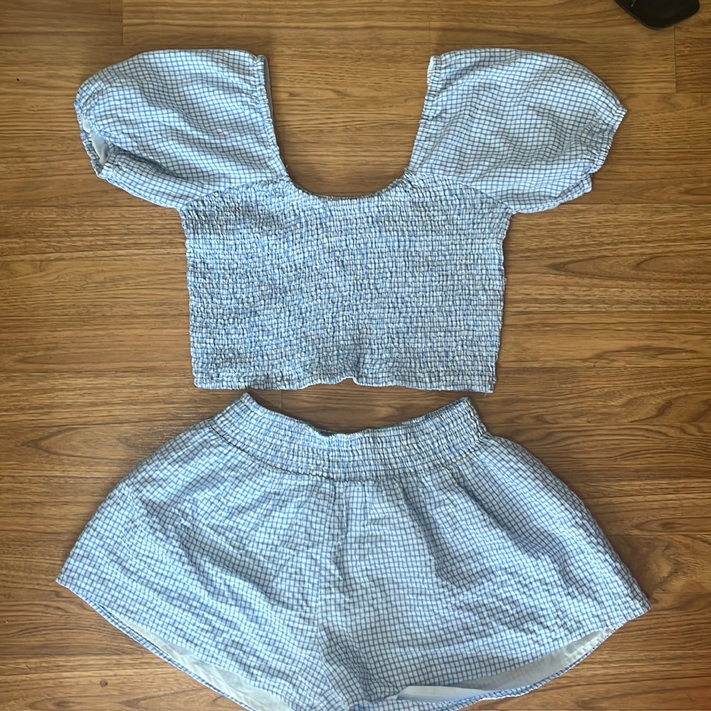 Blue and White Short Set